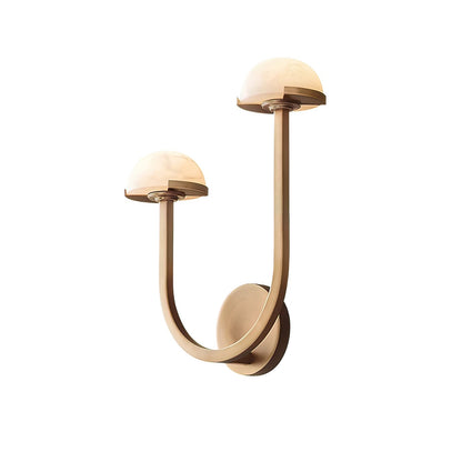 Mushroom Alabaster Wall Lamp Right: Dia 12.2″ x H 14.9″ / Brass / Warm Light Wall lamp