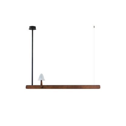 Mushroom Beam Chandelier L 47.2’’ x H 9.4’’ / Walnut Color / Warm Light Chandelier
