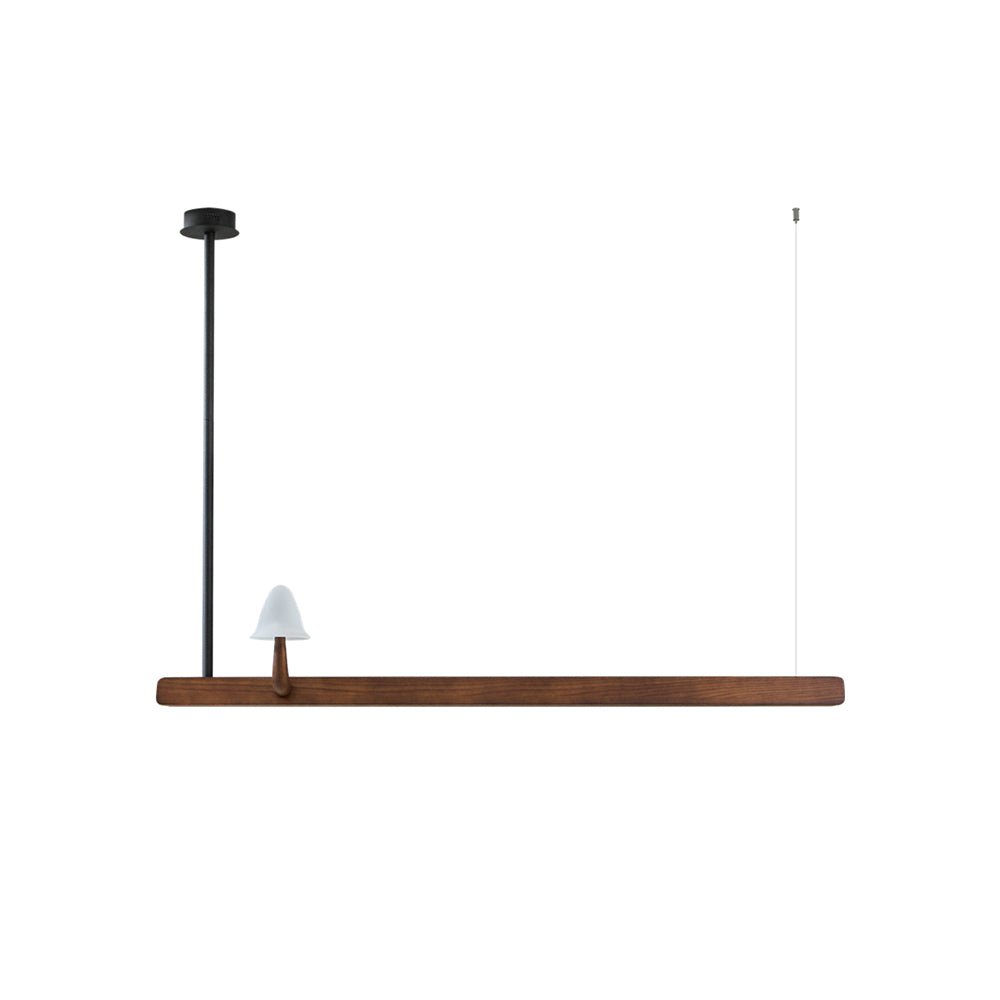 Mushroom Beam Chandelier L 55.1’’ x H 9.4’’ / Walnut Color / Warm Light Chandelier