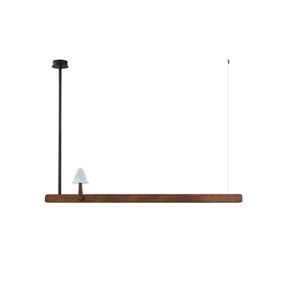 Mushroom Beam Chandelier L 55.1’’ x H 9.4’’ / Walnut Color / Warm Light Chandelier