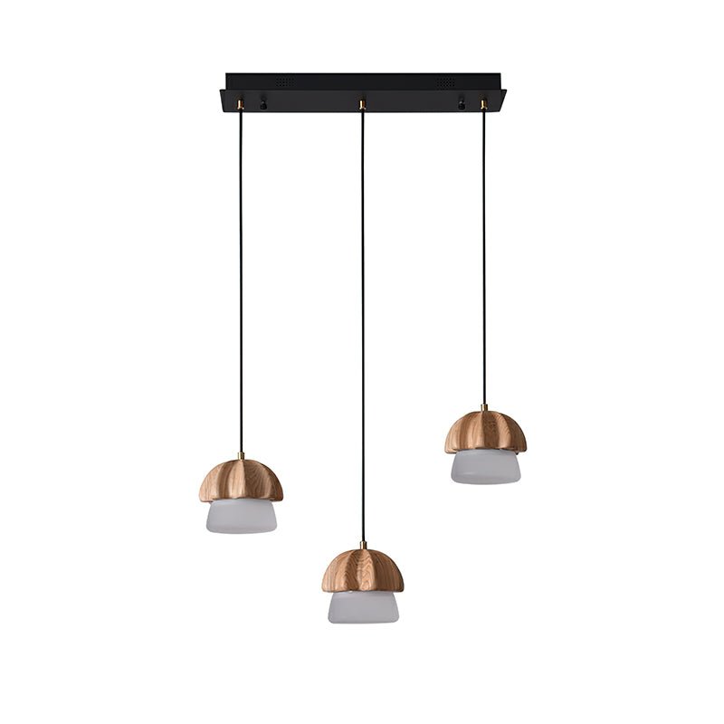 Mushroom Cluster Chandelier 3 Heads: L 19.7’’ x H37.4’’ / Wood Color / Warm Light Chandelier