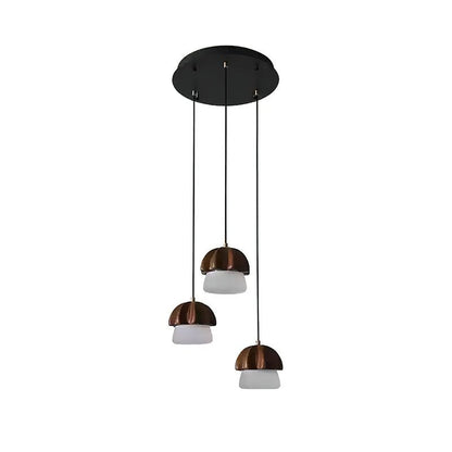 Mushroom Cluster Chandelier 3 Heads: Dia 13’’ x H 37.4’’ / Walnut Color / Warm Light Chandelier