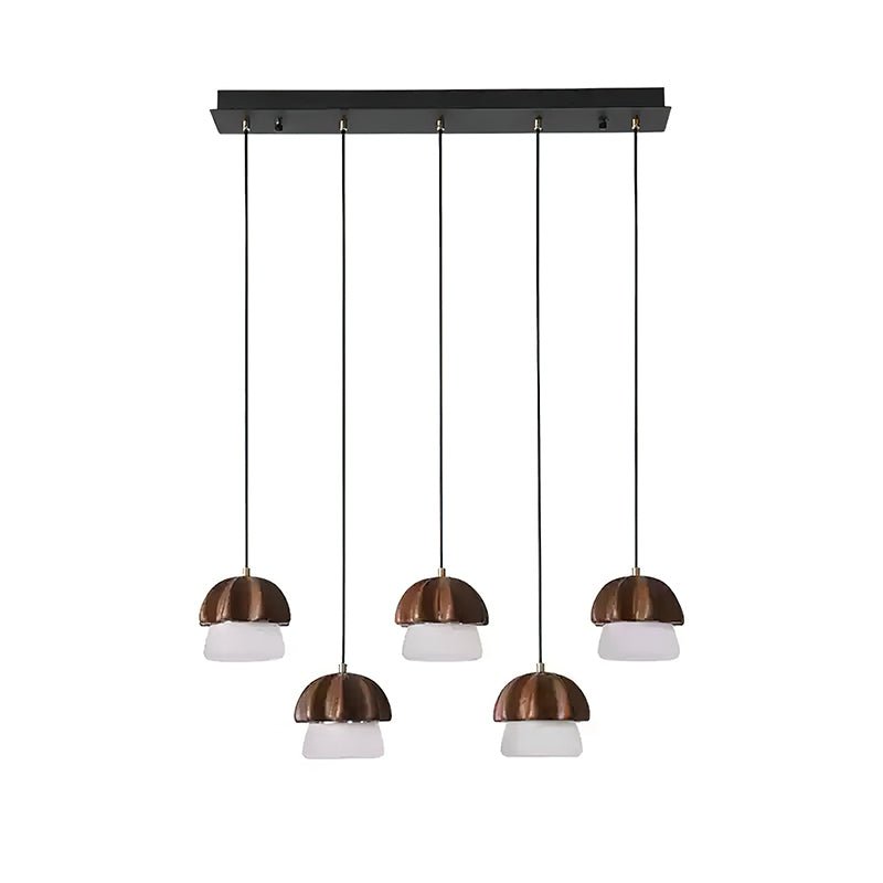 Mushroom Cluster Chandelier 5 Heads: L 27.6’’ x H 37.4’’ / Walnut Color / Warm Light Chandelier