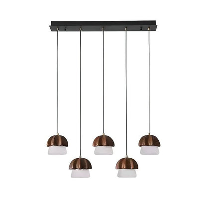 Mushroom Cluster Chandelier 5 Heads: L 27.6’’ x H 37.4’’ / Walnut Color / Warm Light Chandelier
