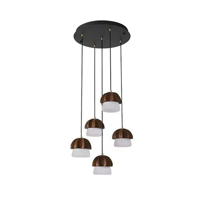 Mushroom Cluster Chandelier 5 Heads: Dia 15.7’’ x H37.4’’ / Walnut Color / Warm Light Chandelier