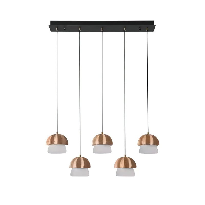 Mushroom Cluster Chandelier 5 Heads: L 27.6’’ x H 37.4’’ / Wood Color / Warm Light Chandelier