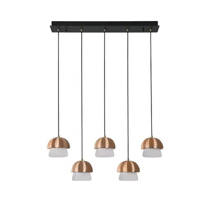Mushroom Cluster Chandelier 5 Heads: L 27.6’’ x H 37.4’’ / Wood Color / Warm Light Chandelier
