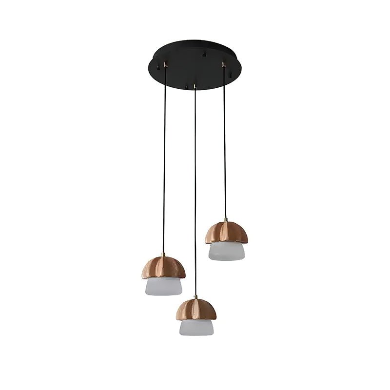 Mushroom Cluster Chandelier 3 Heads: Dia 13’’ x H 37.4’’ / Wood Color / Warm Light Chandelier