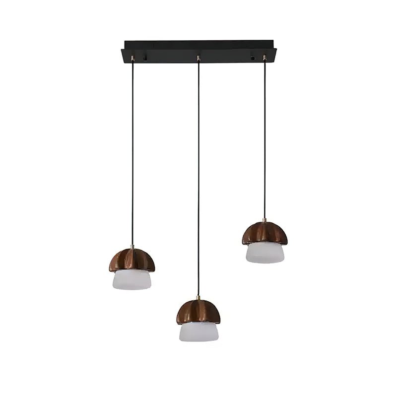 Mushroom Cluster Chandelier 3 Heads: L 19.7’’ x H37.4’’ / Walnut Color / Warm Light Chandelier