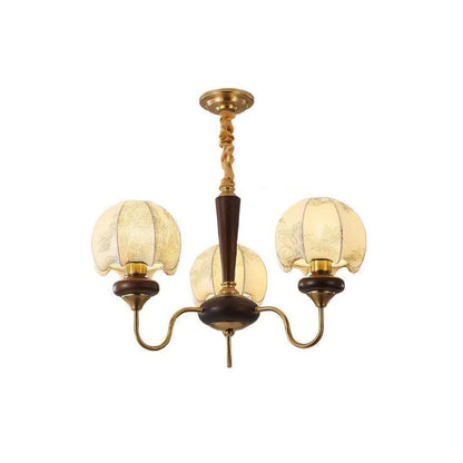 Mushroom Fabric Chandelier 3 Heads Dia 25.6″ x H 17.7″ / Dia 65cm x H 45cm / Gold & White Chandelier