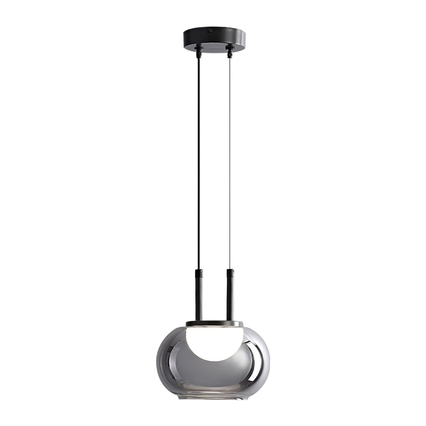 Mystique Halo Pendant Light Dia 7.5″ x H 8.3’’ / Dia 19cm x H 21cm / Black & Smoke grey / Three-Color Changing Light