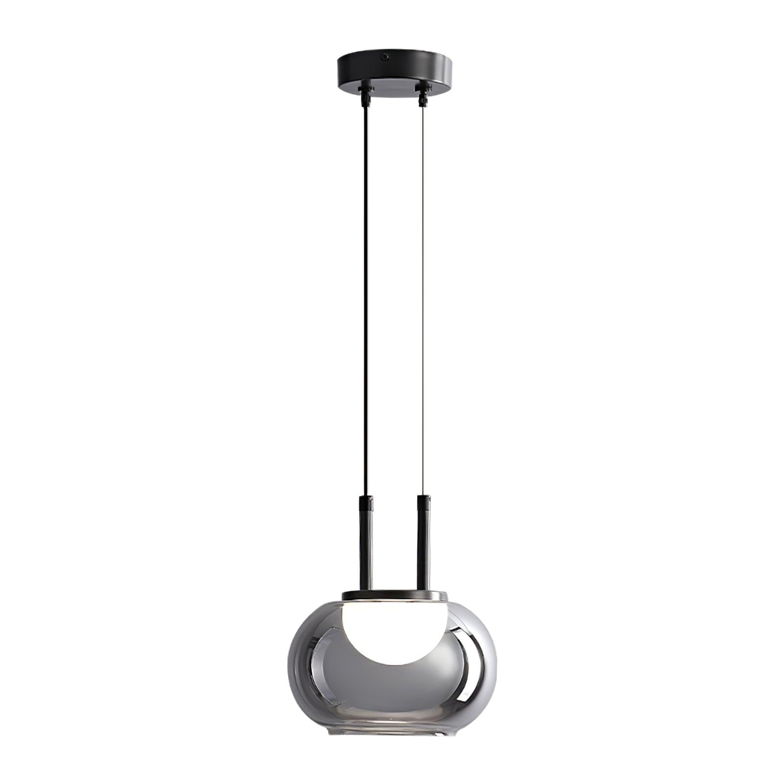 Mystique Halo Pendant Light Dia 7.5″ x H 8.3’’ / Dia 19cm x H 21cm / Black & Smoke grey / Three-Color Changing Light