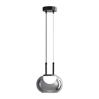 Mystique Halo Pendant Light Dia 7.5″ x H 8.3’’ / Dia 19cm x H 21cm / Black & Smoke grey / Three-Color Changing Light