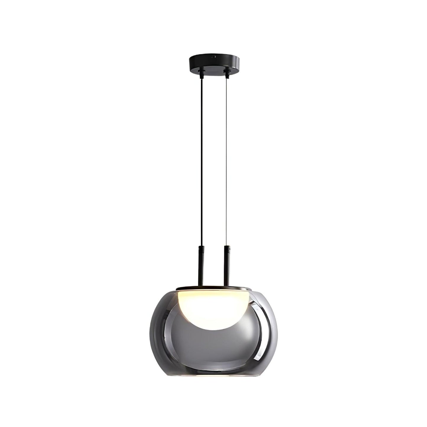 Mystique Halo Pendant Light Dia 10″ x H 10.2’’ / Dia 25.5cm x H 26cm / Black & Smoke grey / Three-Color Changing Light