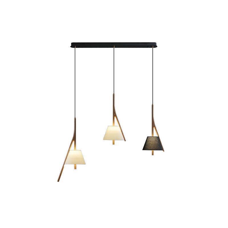 Nanzhi Wood Pendant Lamp 3 heads Model A + C + C: L 38.6″ x H 59.1″ / Wood Color / Warm Light Pendant light