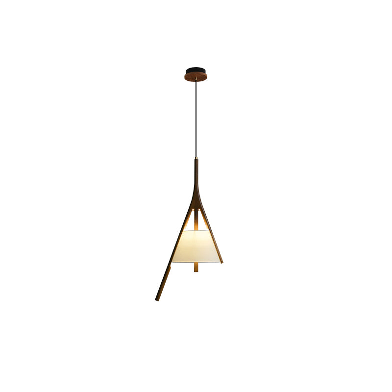 Nanzhi Wood Pendant Lamp Model D: Dia 9.8″ x H 28.3″ / Walnut Color / Warm Light Pendant light