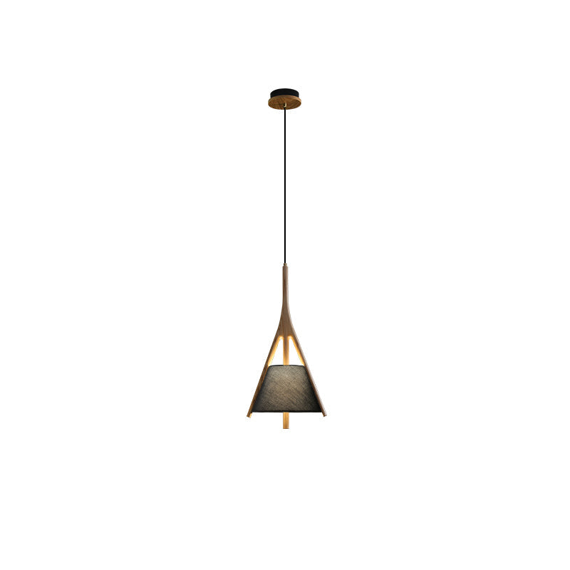 Nanzhi Wood Pendant Lamp Model B: Dia 9.8″ x H 21.2″ / Wood Color / Warm Light Pendant light