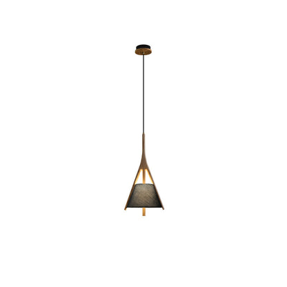 Nanzhi Wood Pendant Lamp Model B: Dia 9.8″ x H 21.2″ / Wood Color / Warm Light Pendant light
