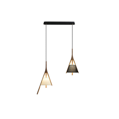 Nanzhi Wood Pendant Lamp 2 heads Model B + D: L 26.8″ x H 59.1″ / Wood Color / Warm Light Pendant light