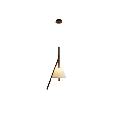Nanzhi Wood Pendant Lamp Model C: Dia 9.8″ x H 28.3″ / Walnut Color / Warm Light Pendant light