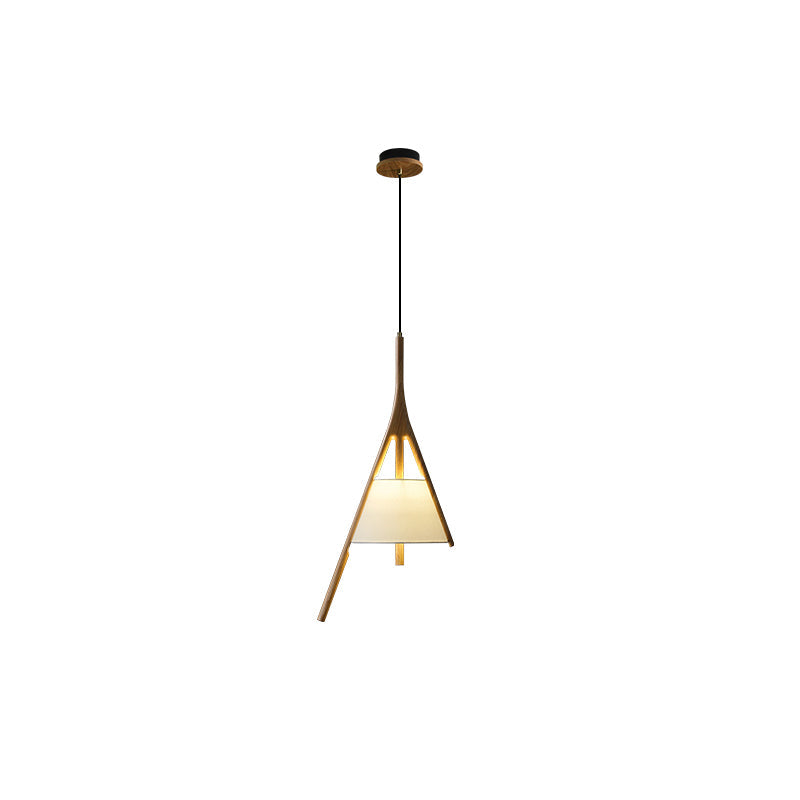 Nanzhi Wood Pendant Lamp Model D: Dia 9.8″ x H 28.3″ / Wood Color / Warm Light Pendant light