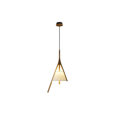 Nanzhi Wood Pendant Lamp Model D: Dia 9.8″ x H 28.3″ / Wood Color / Warm Light Pendant light