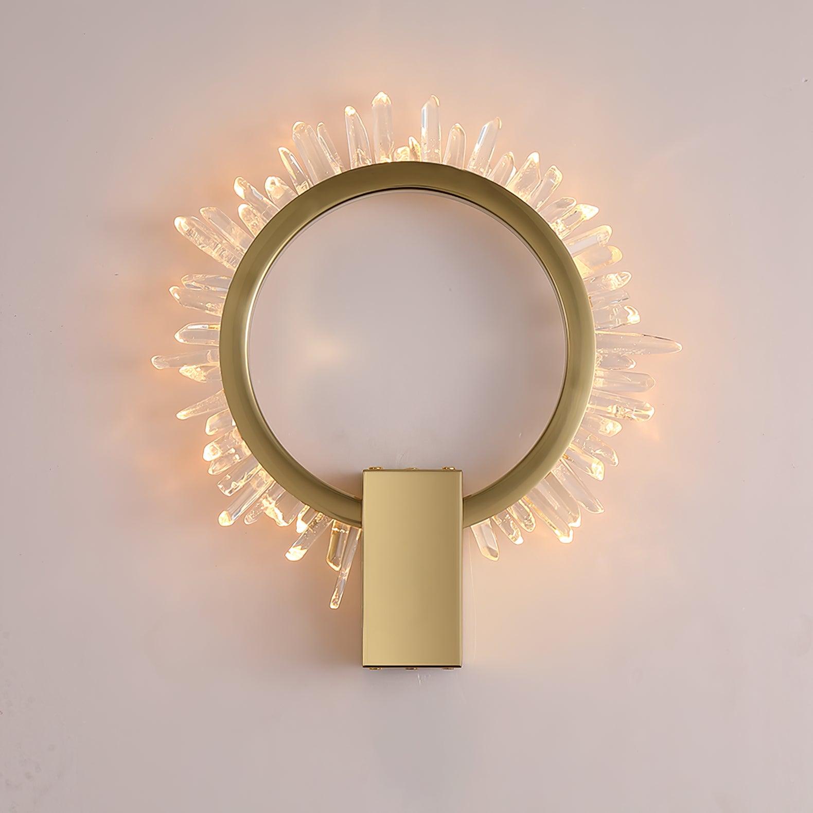Natural Crystal Wall Lamp Dia 9.8″ x H 12.5″ / Dia 25cm x H 32cm / Gold & Clear / Warm White Wall lamp