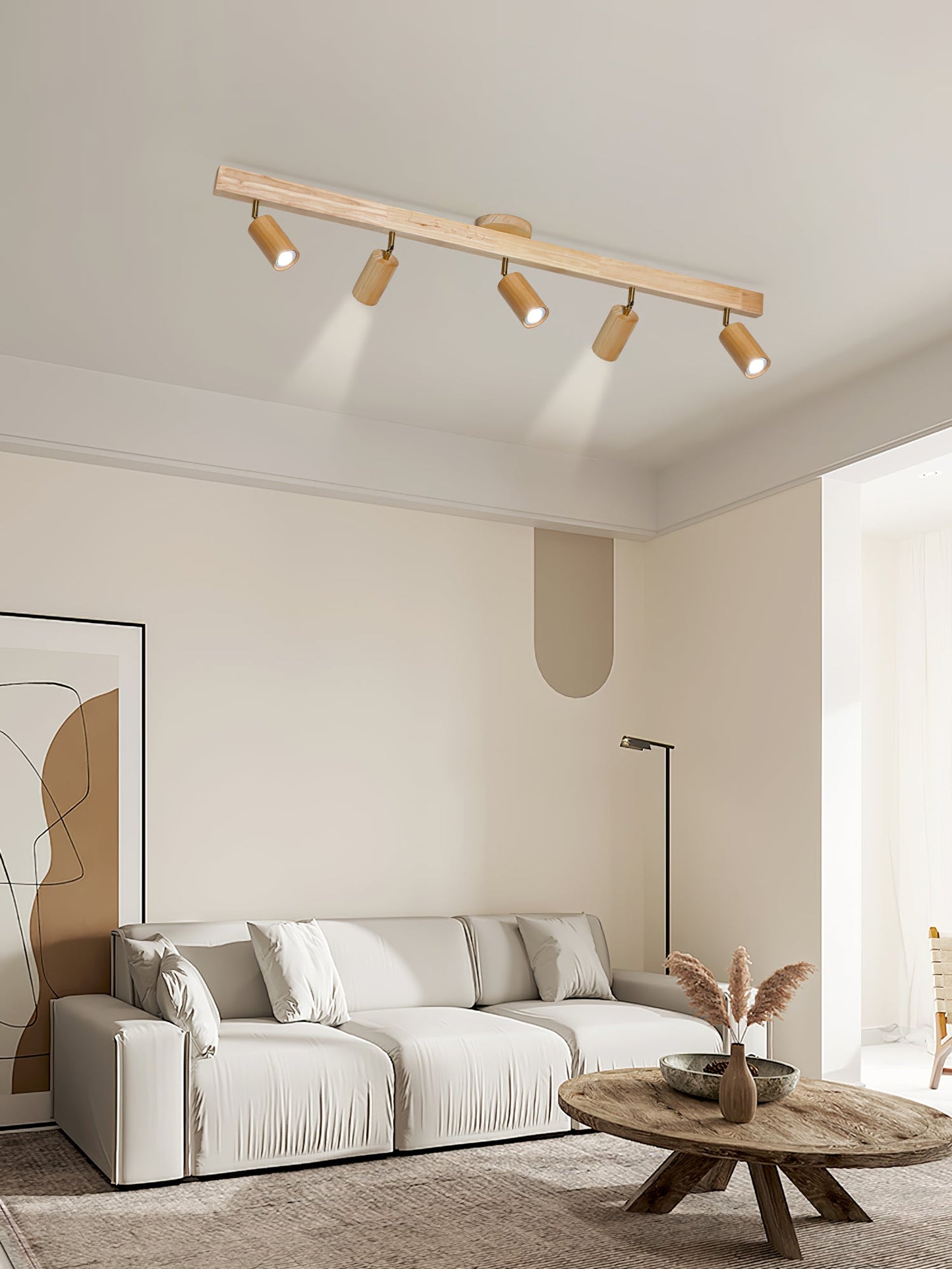 Natural Wood Beam Spotlight Light Ceiling lamp