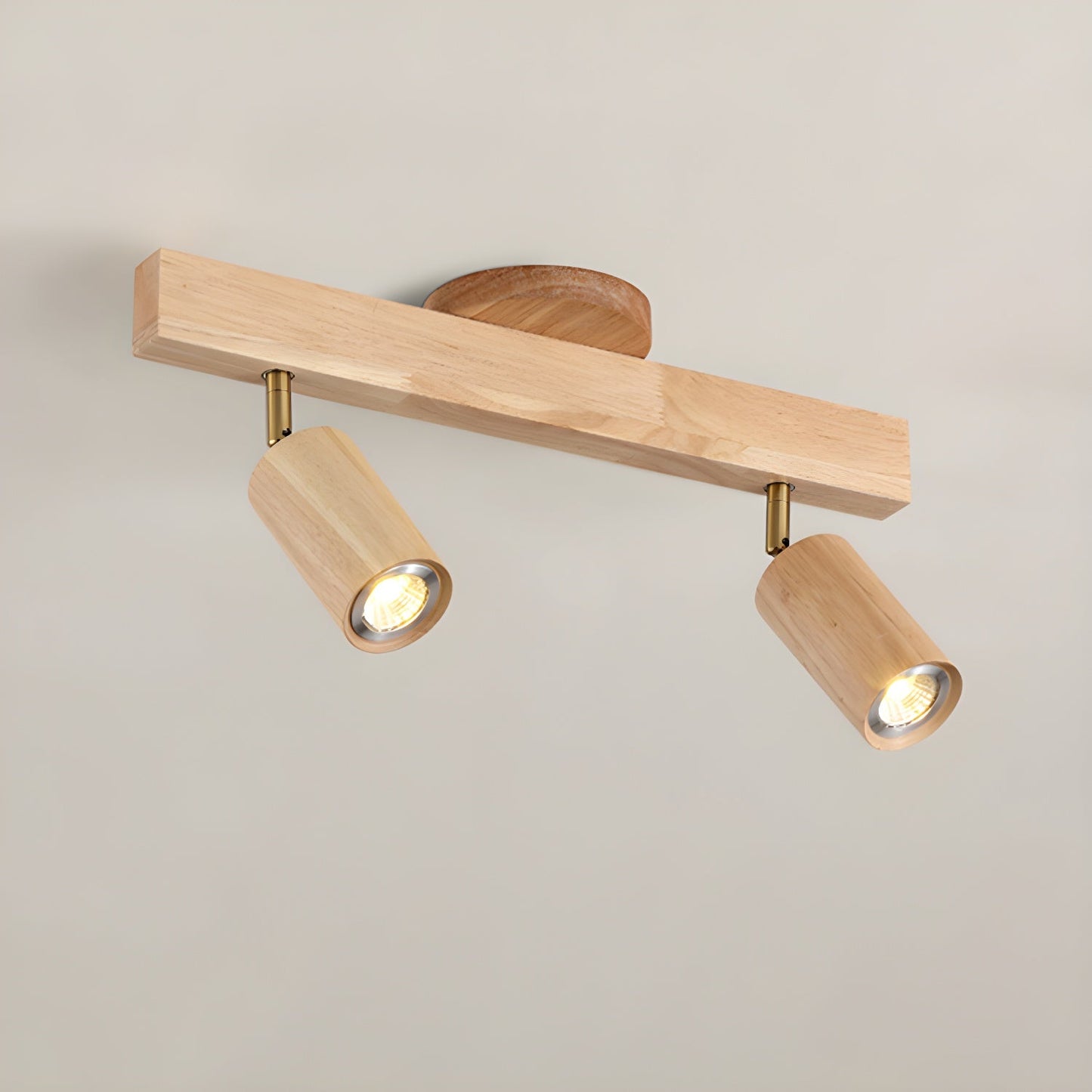 Natural Wood Beam Spotlight Light 2 heads L 17.7″ x H 8.7″ / Wood Color Ceiling lamp