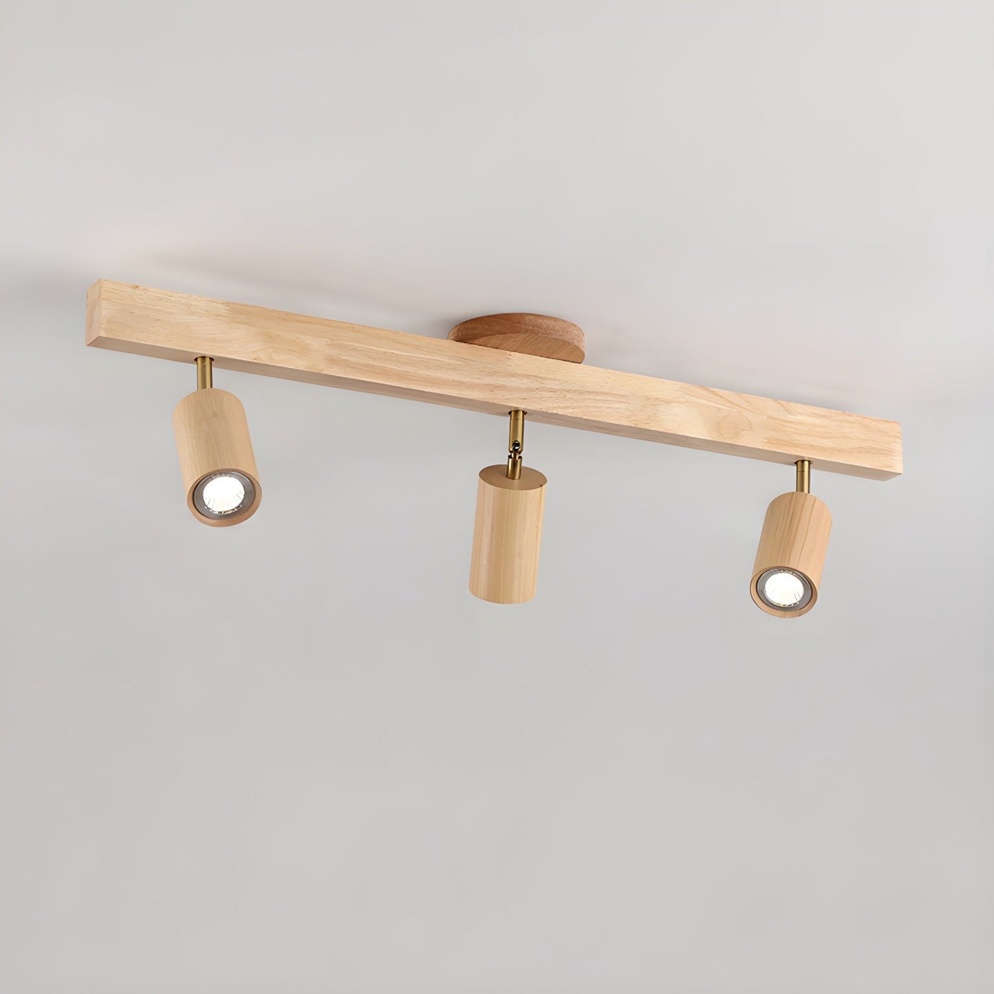 Natural Wood Beam Spotlight Light 3 heads L 31.5″ x H 8.7″ / Wood Color Ceiling lamp