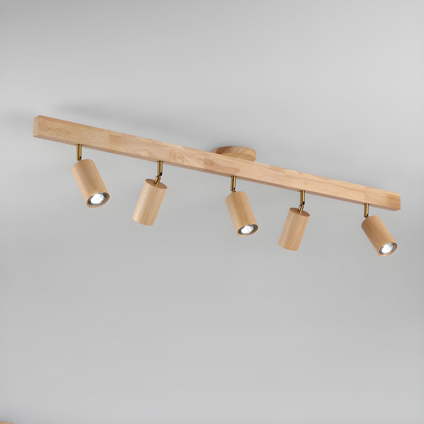 Natural Wood Beam Spotlight Light 5 heads L 47.2″ x H 8.7″ / Wood Color Ceiling lamp