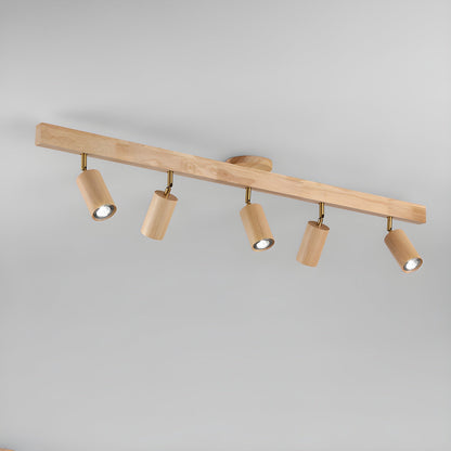 Natural Wood Beam Spotlight Light 5 heads L 47.2″ x H 8.7″ / Wood Color Ceiling lamp