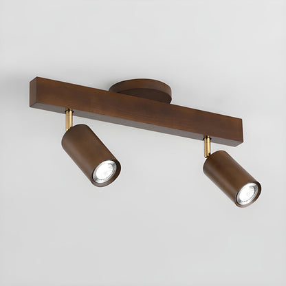 Natural Wood Beam Spotlight Light 2 heads L 17.7″ x H 8.7″ / Walnut Color Ceiling lamp
