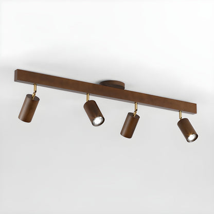 Natural Wood Beam Spotlight Light 4 heads L 39.4″ x H 8.7″ / Walnut Color Ceiling lamp