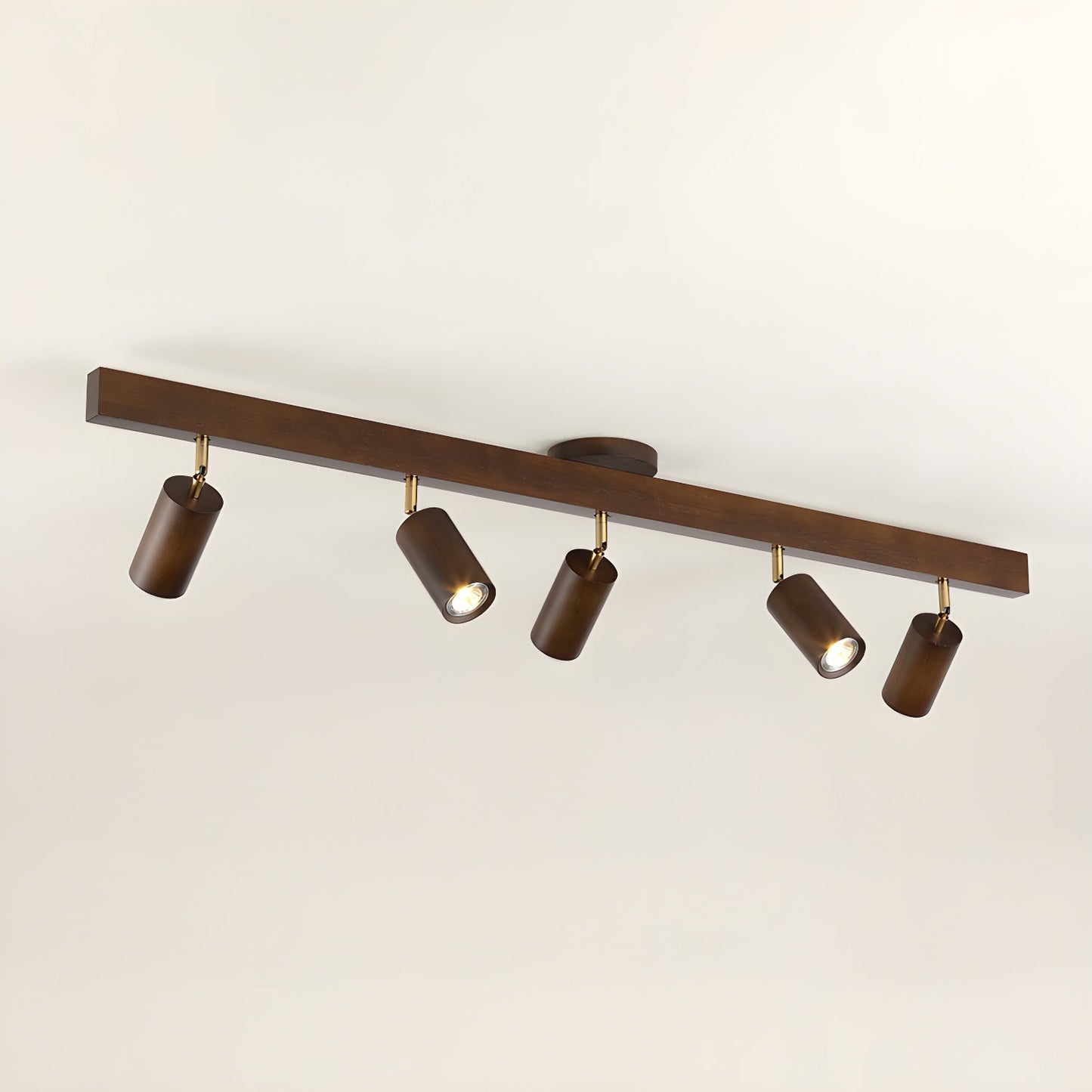 Natural Wood Beam Spotlight Light 5 heads L 47.2″ x H 8.7″ / Walnut Color Ceiling lamp