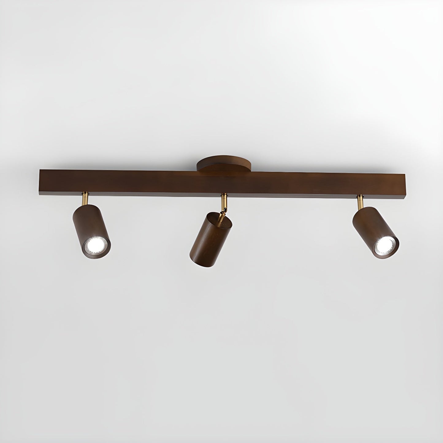 Natural Wood Beam Spotlight Light 3 heads L 31.5″ x H 8.7″ / Walnut Color Ceiling lamp
