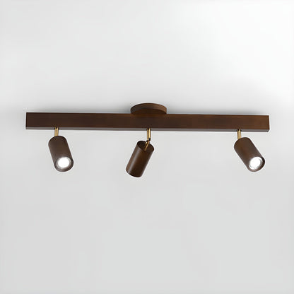 Natural Wood Beam Spotlight Light 3 heads L 31.5″ x H 8.7″ / Walnut Color Ceiling lamp