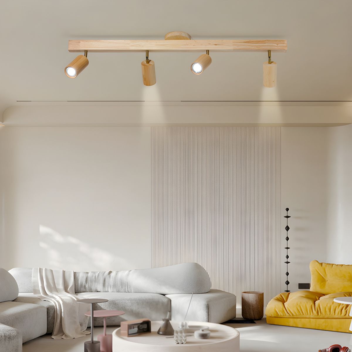 Natural Wood Beam Spotlight Light Ceiling lamp