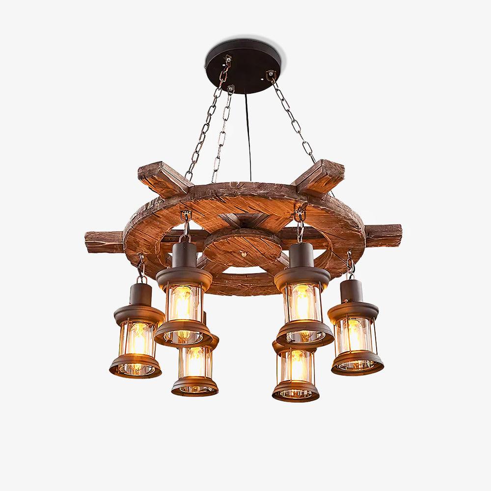 Nautical Industrial Style Wooden Chandelier Chandelier