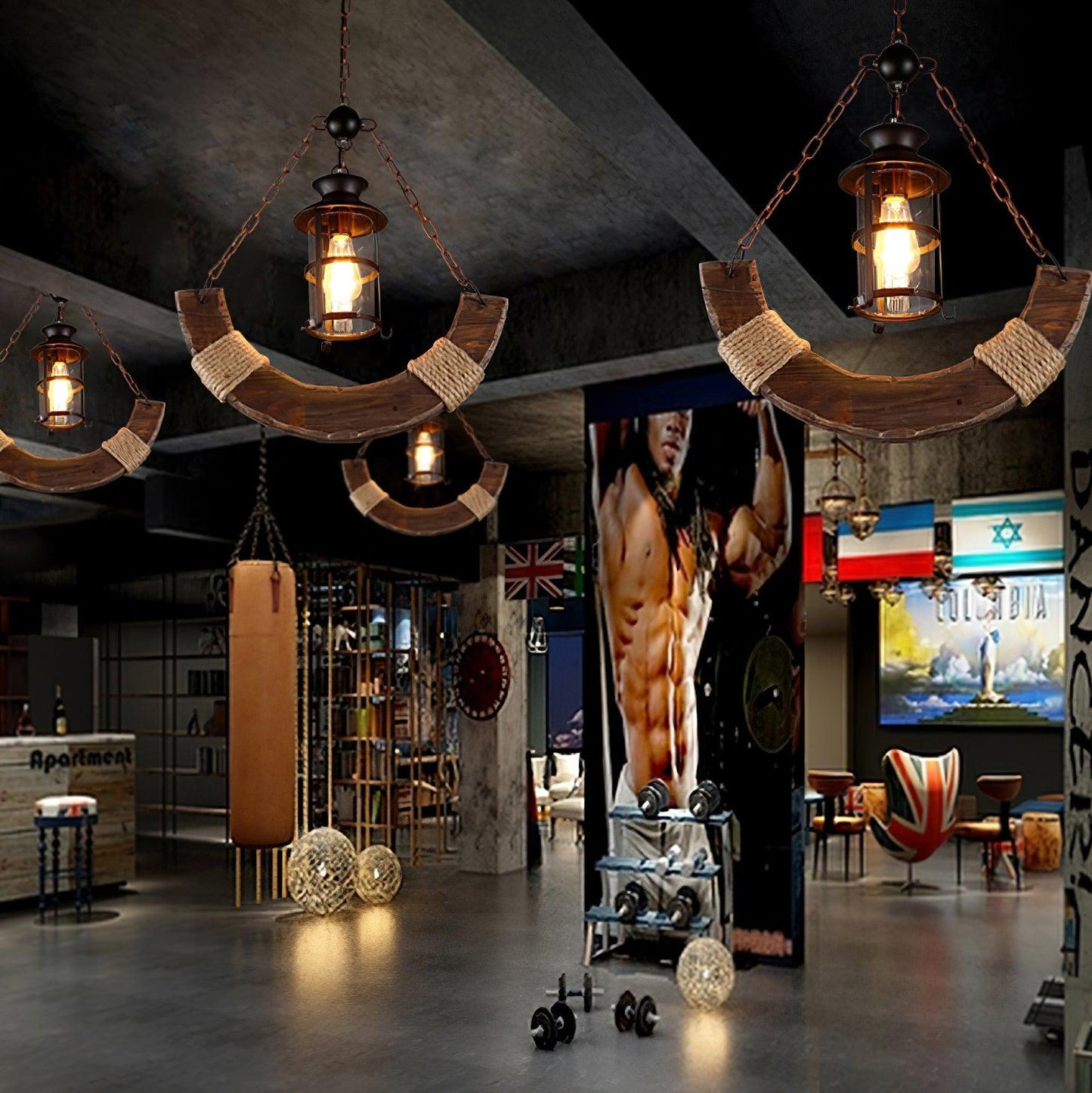 Nautical Industrial Style Wooden Chandelier Chandelier