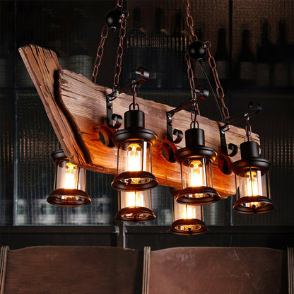 Nautical Industrial Style Wooden Chandelier Chandelier
