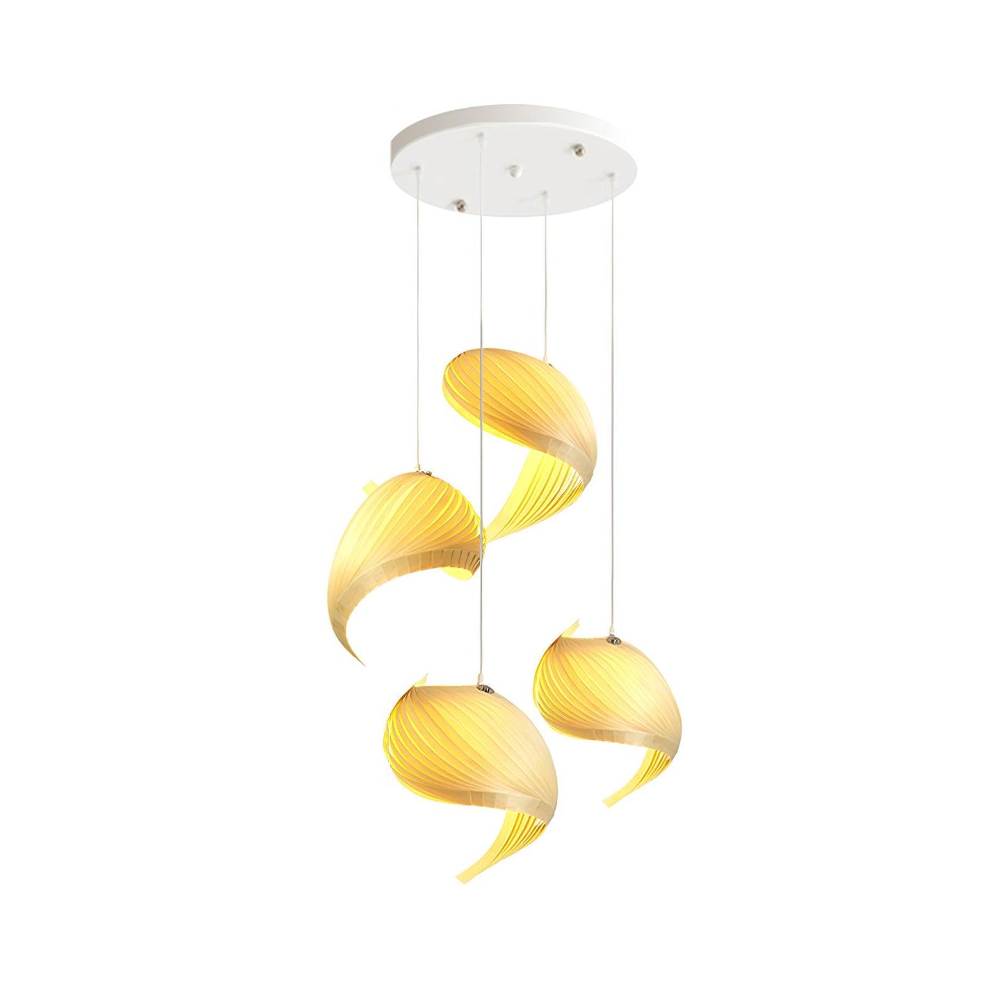 Nautilus Shell Pendant Light 4 Heads Round Canopy Dia 19.7″ x H 78.7″ / Dia 50cm x H 200cm / Wood Colour / Warm Light