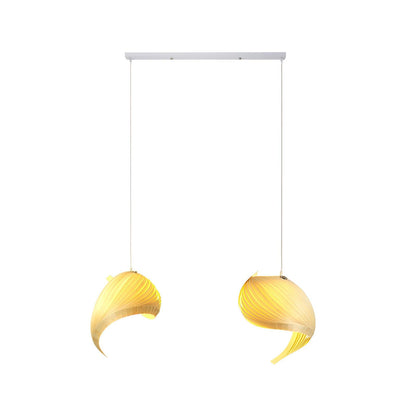 Nautilus Shell Pendant Light 2 Heads Long Canopy L 27.6″ x H 59.1″ / L 70cm x H 150cm / Wood Colour / Warm Light