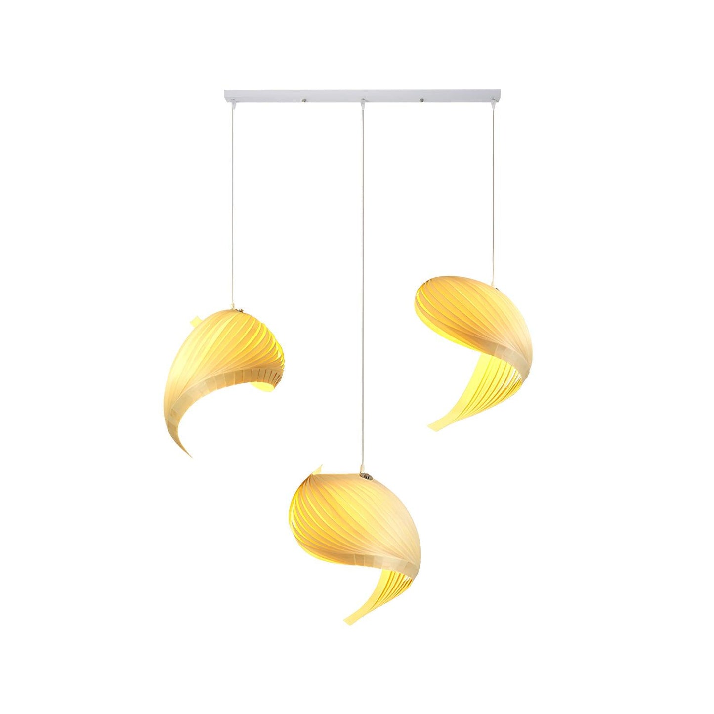 Nautilus Shell Pendant Light 3 Heads Long Canopy L 39.4″ x H 59.1″ / L 100cm x H 150cm / Wood Colour / Warm Light