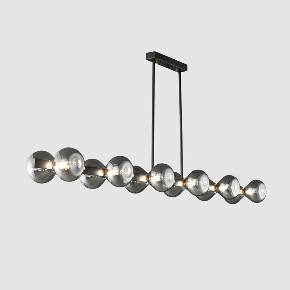 Nebula Chandelier 6 + 6 Heads L 59.1″ x W 7.1″ x H 4.7″ / Black & Smoke Grey Chandelier
