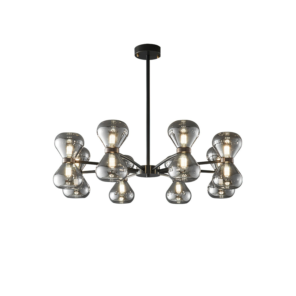 Nebula Chandelier 8 Heads Dia 31.5″ x H 9.1″ / Dia 80cm x H 23cm / Black & Smoke Grey Chandelier