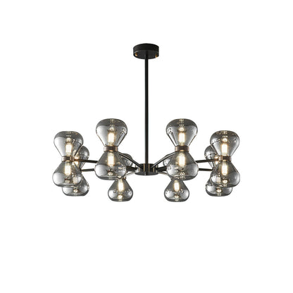 Nebula Chandelier 8 Heads Dia 31.5″ x H 9.1″ / Dia 80cm x H 23cm / Black & Smoke Grey Chandelier