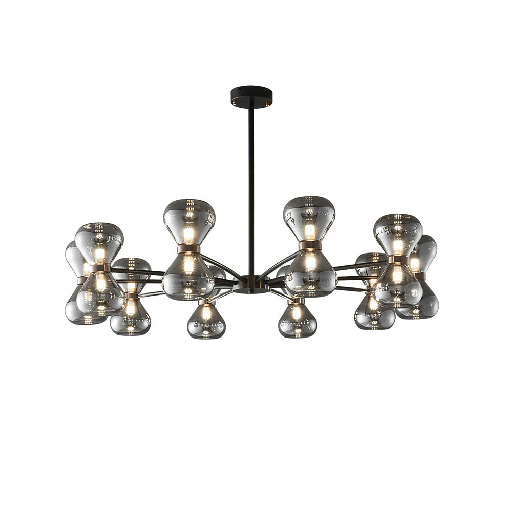 Nebula Chandelier 10 Heads Dia 39.4″ x H 9.1″ / Dia 100cm x H 23cm / Black & Smoke Grey Chandelier
