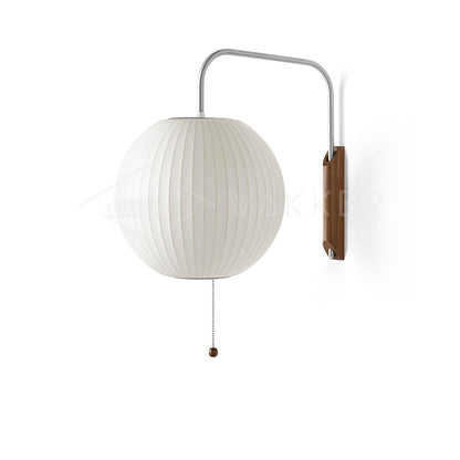 Nelson Bubble Wall Lamp Dia 11.8″ x H 11″ / White & Walnut wood 1001 Wall lamp