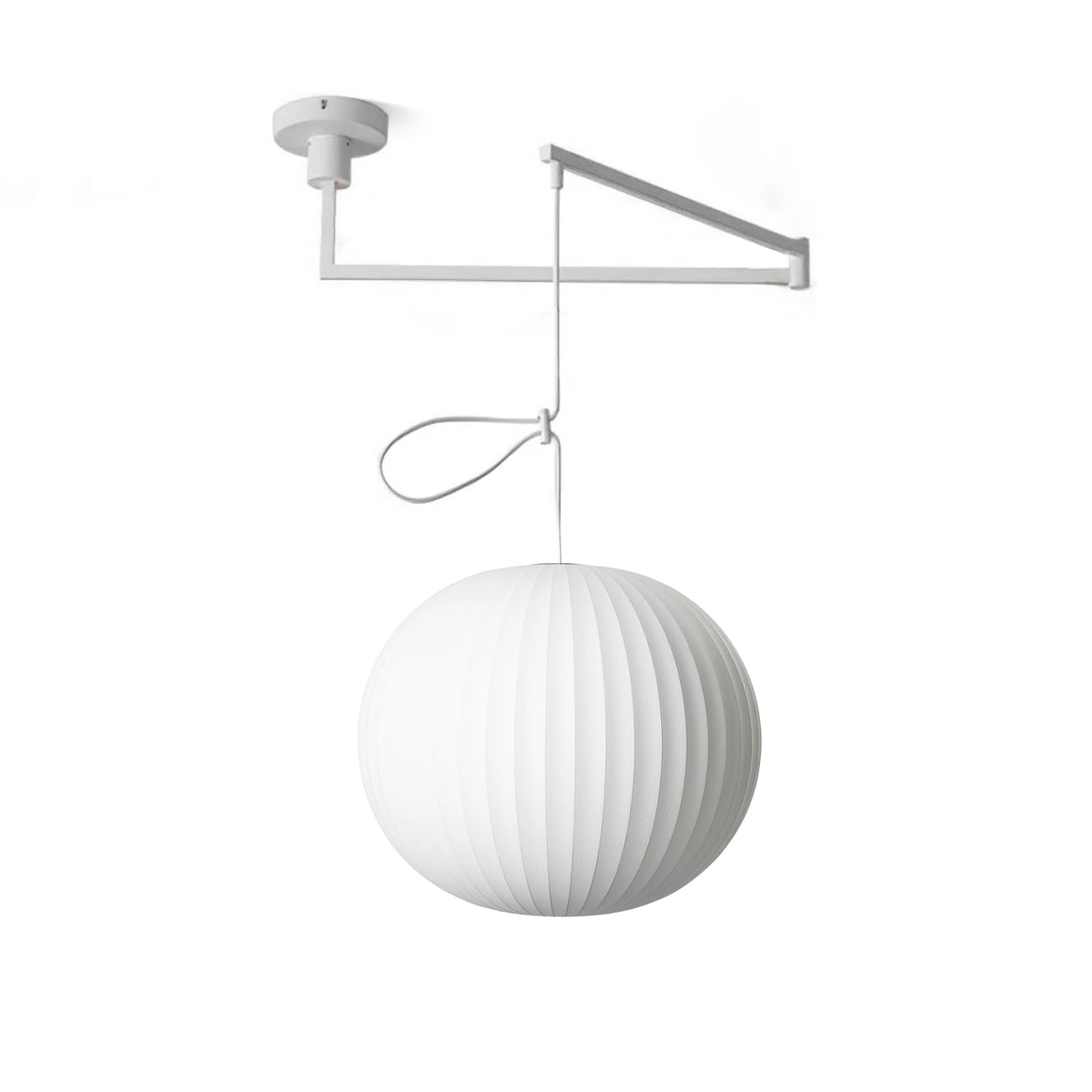 Nelson Swing Arm Pendant Lamp Model E Dia 11.8″ x H 11″ / Dia 30cm x H 28cm / White 1001 Pendant light